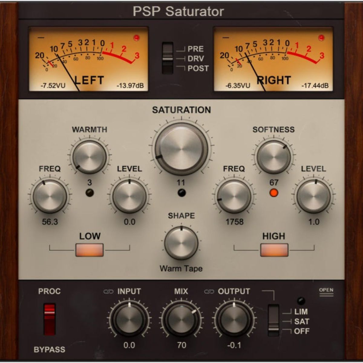 PSP Audioware Saturator Audio Plug-in Plug-in