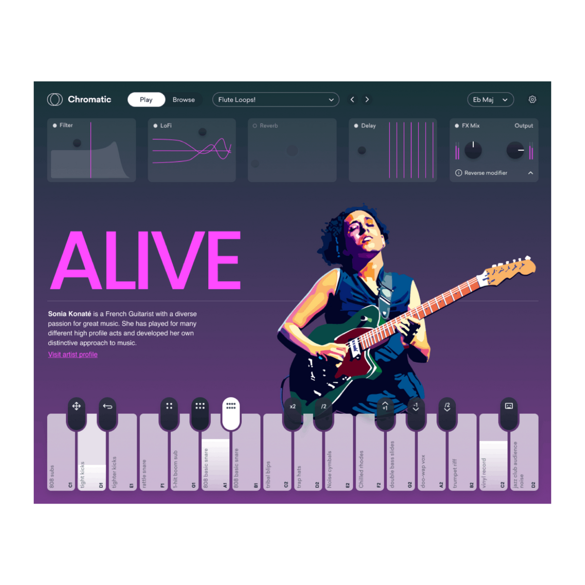 Player Instrument Loop LANDR Chromatic Loop Library and Virtual Instrument Sample Player ...