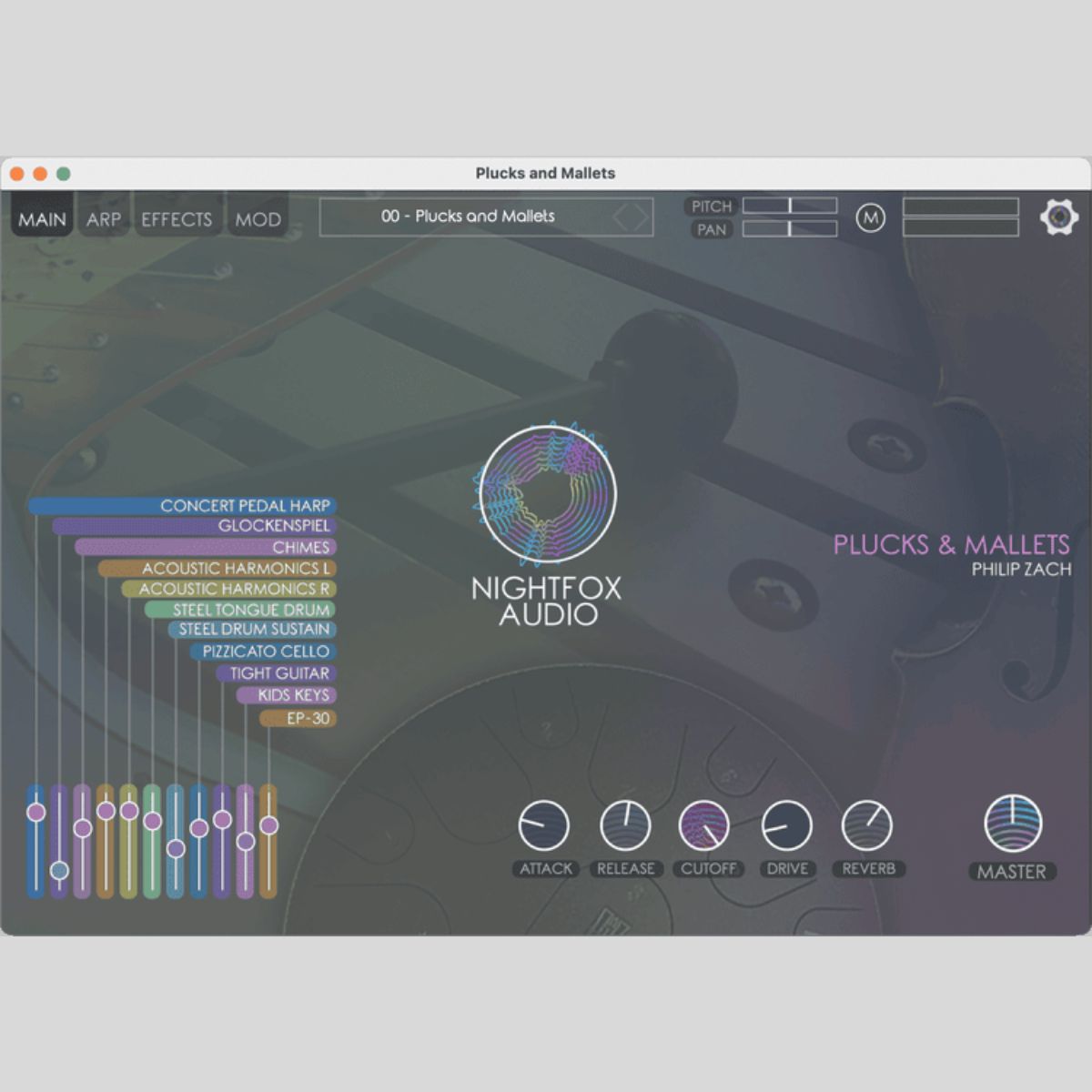 Nightfox Audio Plucks and Mallets Virtual Instrument