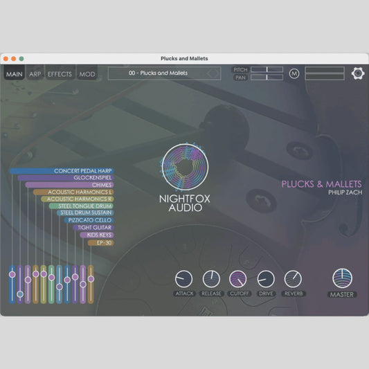 Nightfox Audio Plucks and Mallets Virtual Instrument