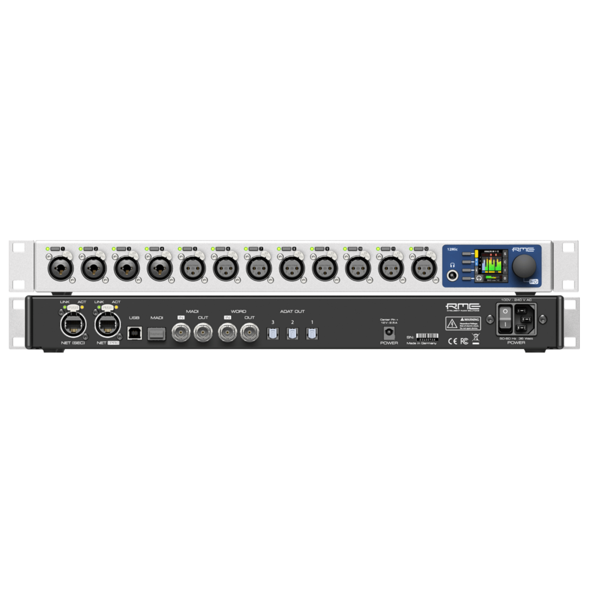 RME 12Mic Dante 12-channel Network Controllable Microphone Preamp with Dante Wavy Pro Audio