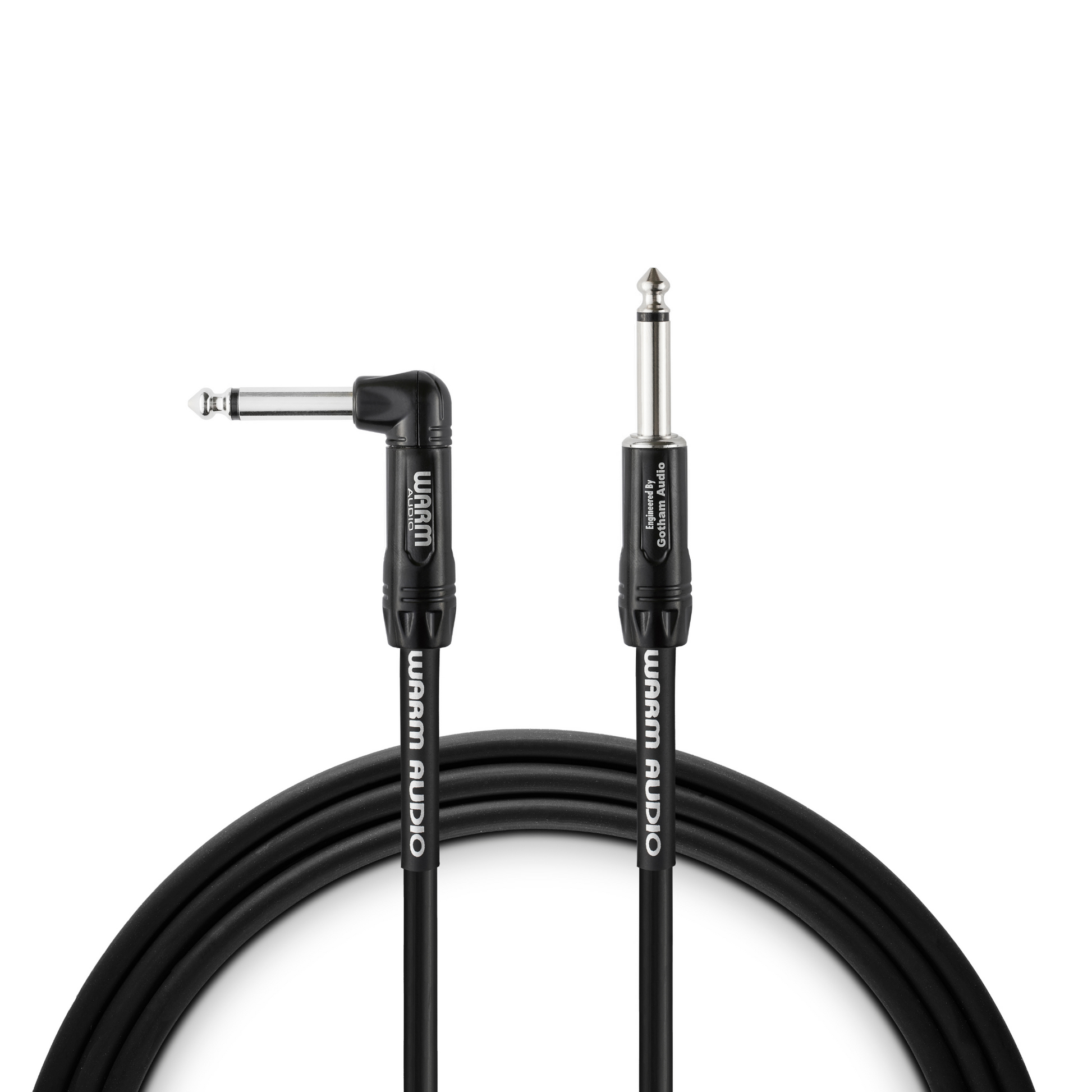 Warm Audio Pro-TS-1RT-10' Pro Silver Straight to Right Angle Instrument Cable - 10-foot Wavy Pro Audio