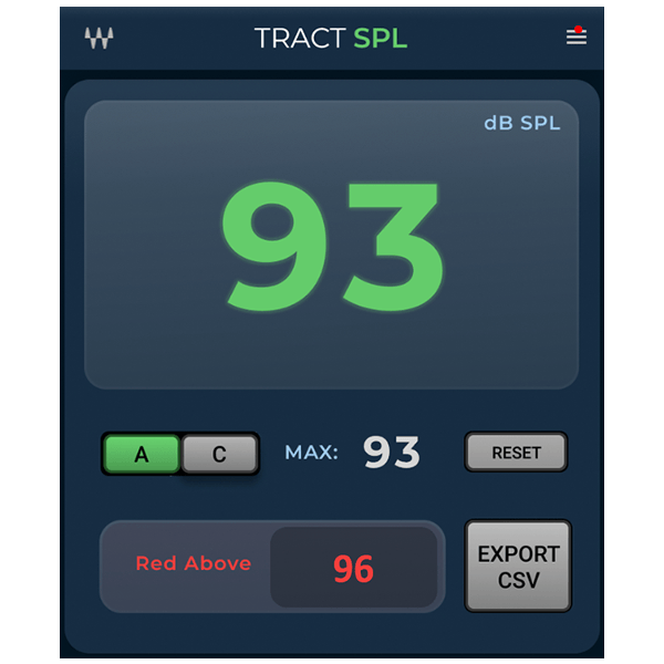 Waves TRACT SPL Meter plugin interface